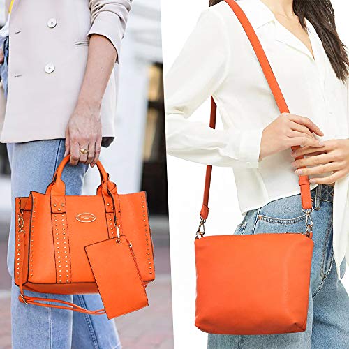 Dasein 3pcs Women Handbag Wallet Top Handle Satchel Purse Hobo Crossbody Shoulder Bag Tote Bag with Studs - Image 2