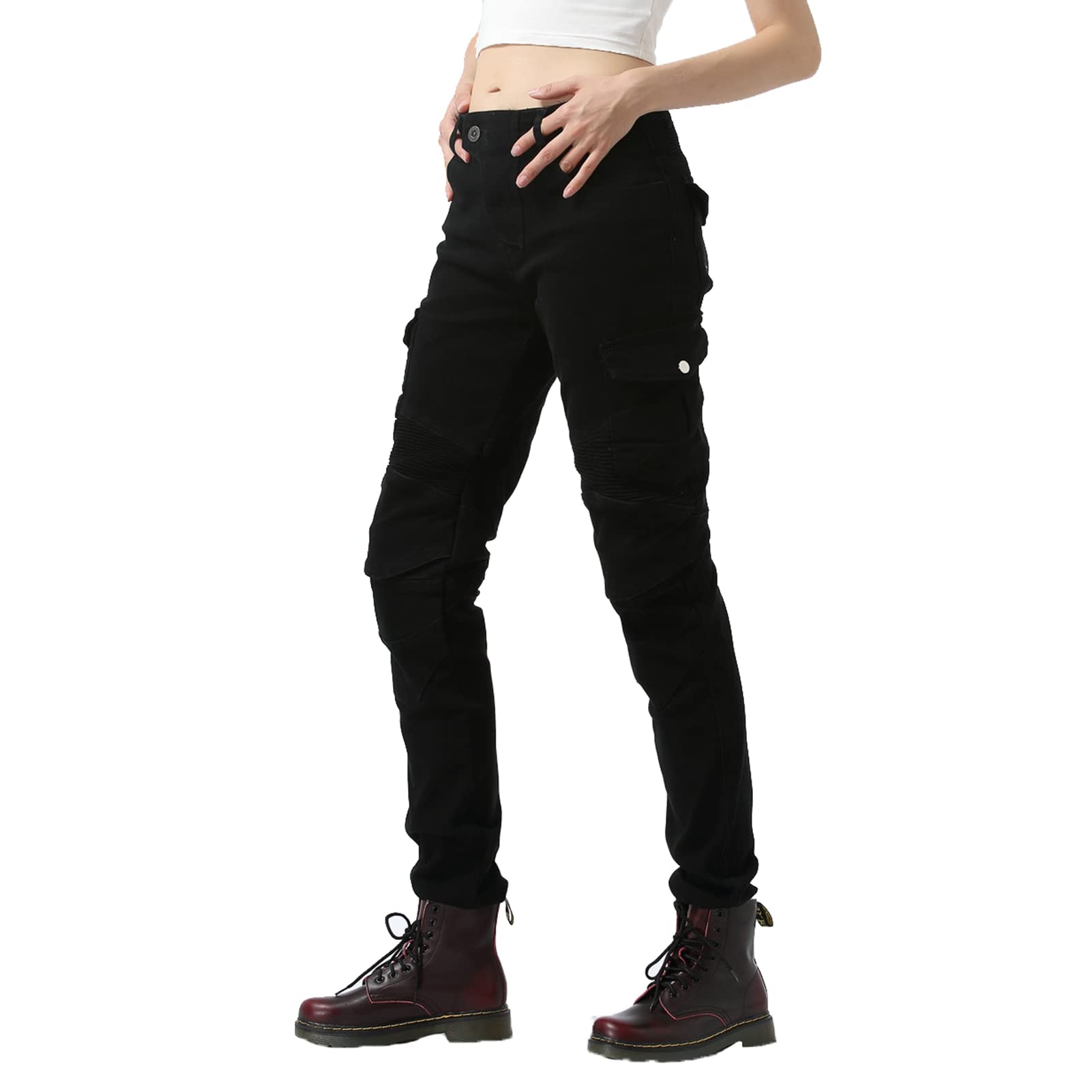 Damen Motorradhose, Motorrad Jeans Biker Trousers, Sportliche Motorrad Hose Fahrrad Riding Schutzhose, Mit Protektoren Motorradhose