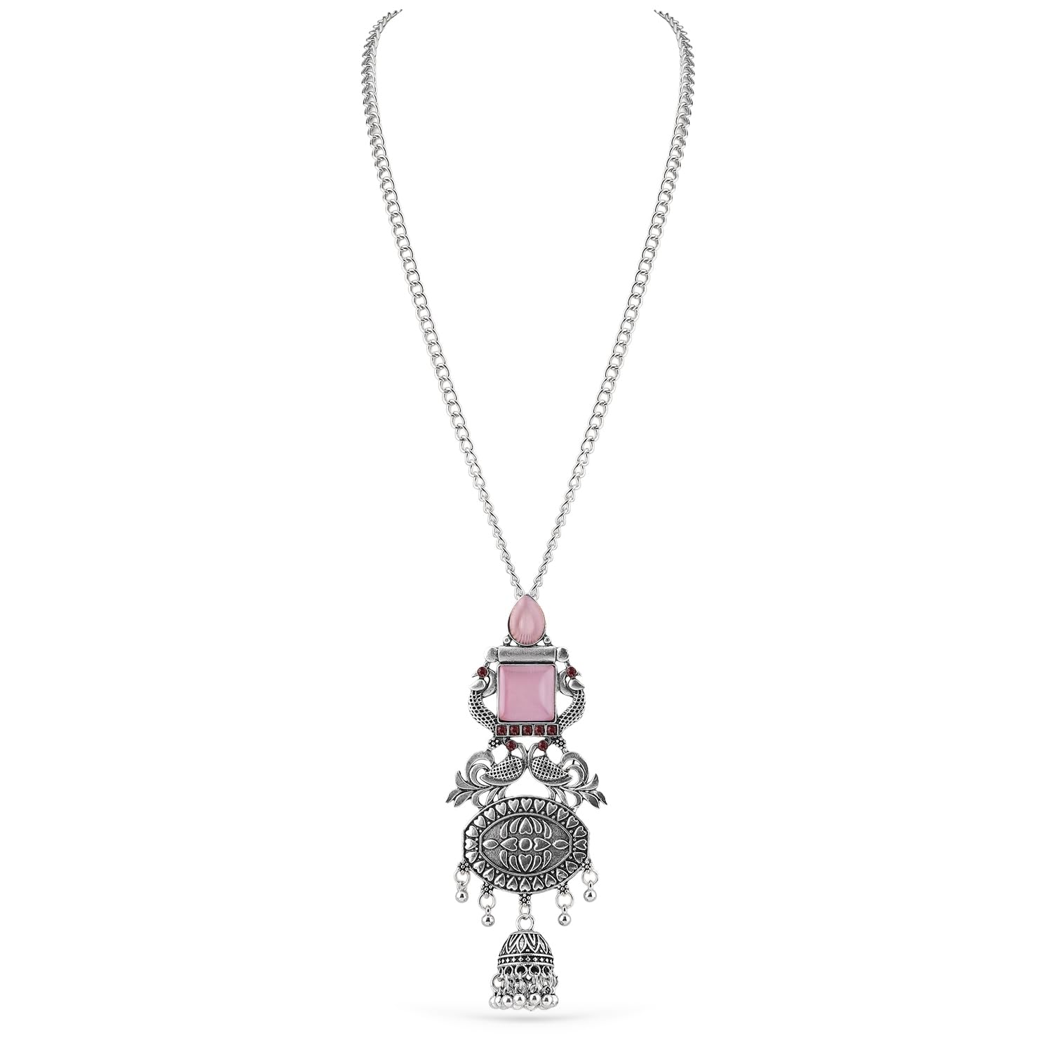 Chain Necklace Long Oxidised Brass Pink Enamel Traditional Jewellery Gift for Women & Girls-image-43