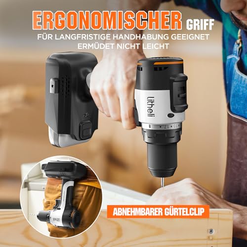 Litheli 20V Akku Bohrschrauber mit 1X10000mAh Li-Ion Akku, bürstenlosen Motor, 60 Nm Maximaldrehmoment, 17+1 Drehmomentstufen, 13mm Schnellspannbohrfutter für Reparaturen zu Hause 6