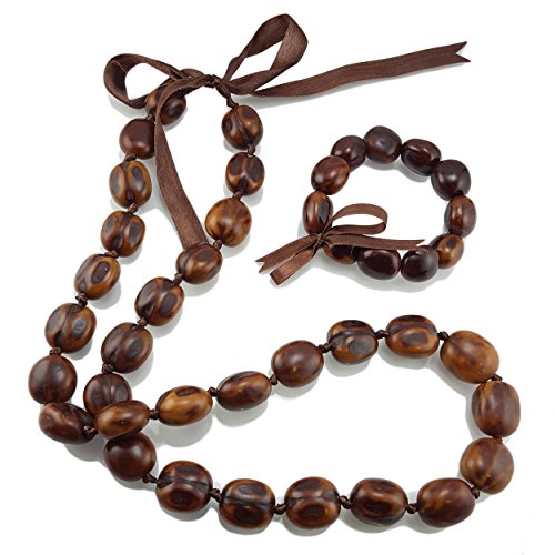 BlueRica Kukui Nut Lei Necklace/Bracelet Set
