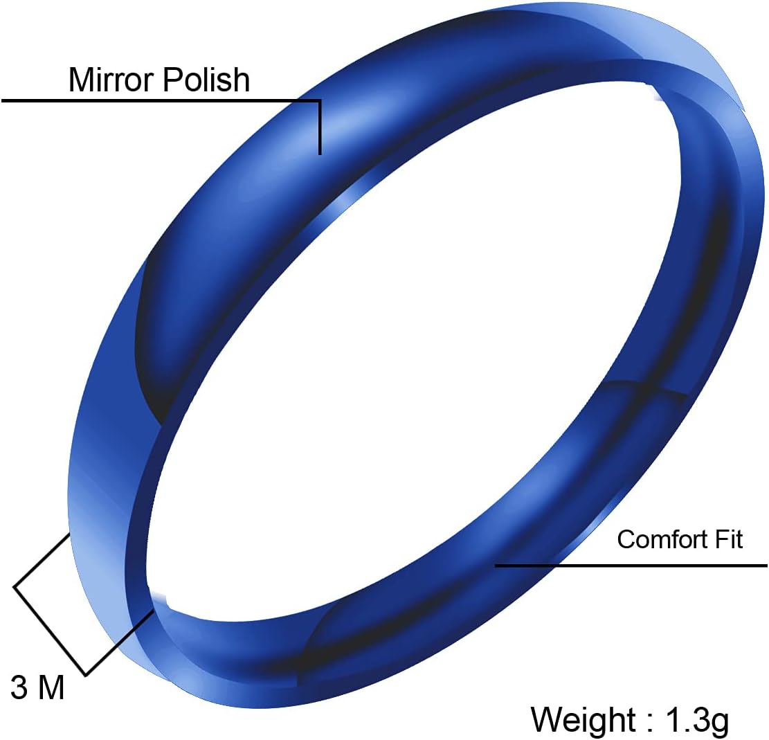 Everstone Custom Personalize Fingerprint Engrave Shiny Polish Dome Ring Male Female Men Women His Her Groom Bride Promise Ring Wedding Bands Titanium Ring Color: Blue Sz