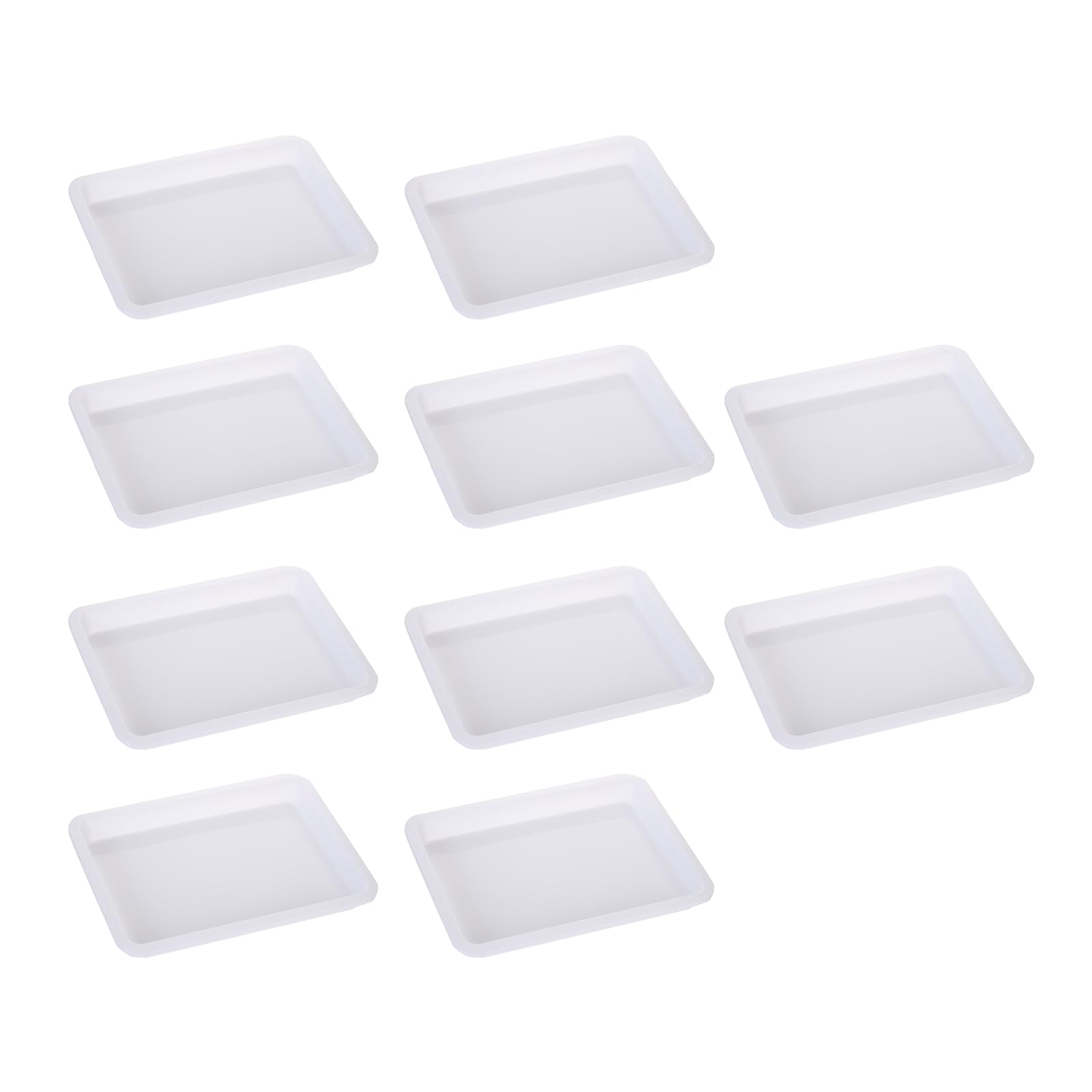 Qinlenyan 10Pcs Stackable Craft Trays Plastic Painting Plates Activity Crafts Organizer Non-Slip Serving Organizer Tray for DIY Projects,Beads,Painting,Colored Sorting Trays White