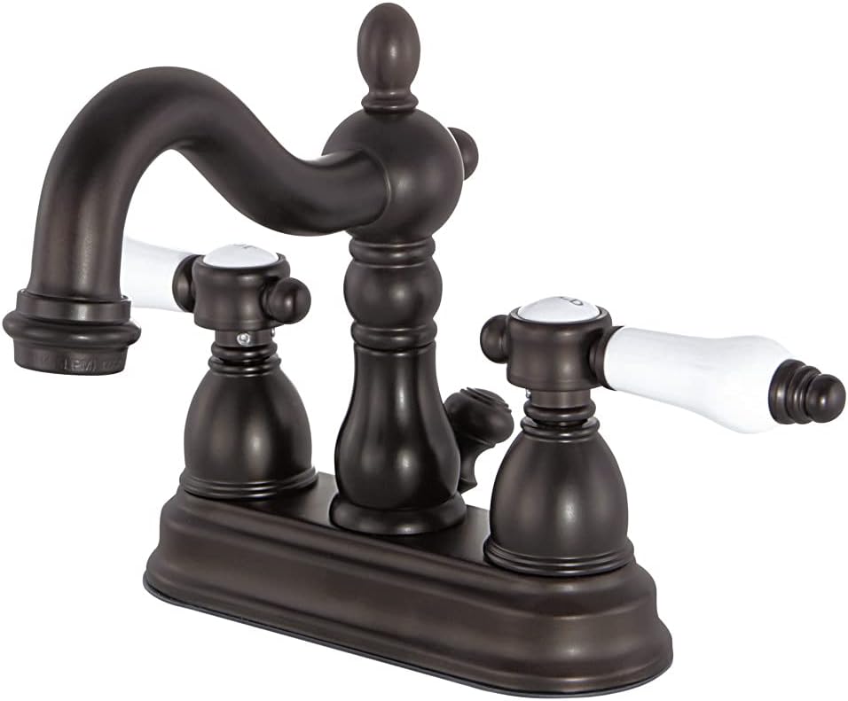 Kingston Brass KB1608BPL Bel Air 4 inch Centerset Lavatory Faucet with Retail Pop-Up, 8-1/4 inch In Spout Reach, Brushed Nickel