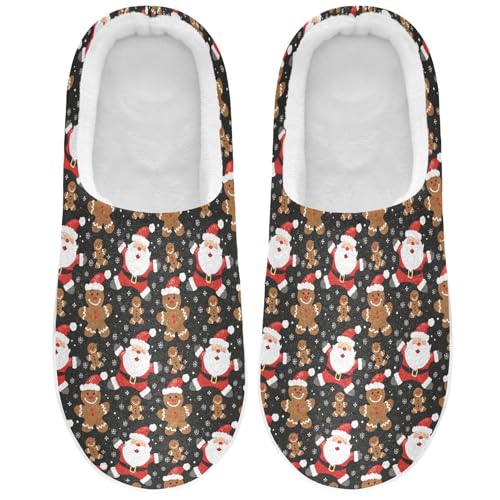 Fuzzy Memory Foam Slippers for Women/Men Cookie Man Santa Claus Pattern Fluffy Winter House Shoes Indoor and Outdoor2