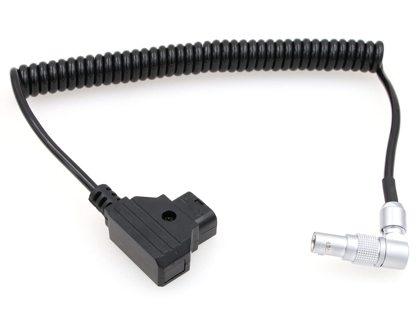 ZBLZGP D-tap to Rotatable Right Angle 4 Pin Male Coiled Power Cable for Zacuto Kameleon EVF