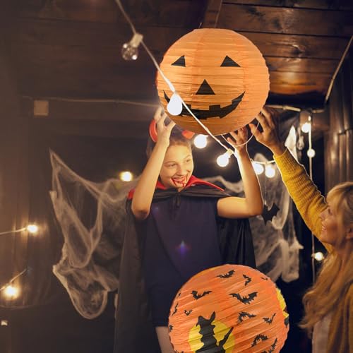4 Stück Halloween Laterne Outdoor, Halloween Deko Papierlaterne Kinder – Bild 4