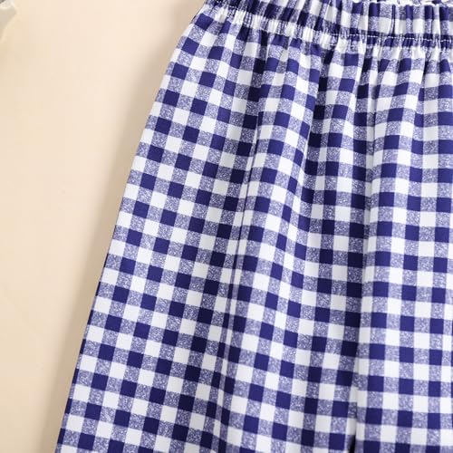 Toddler Baby Boy Girl Gingham Pants Retro Elastic Waist Checkered Plaid Long Pants Casual Sweatpants Bottoms3