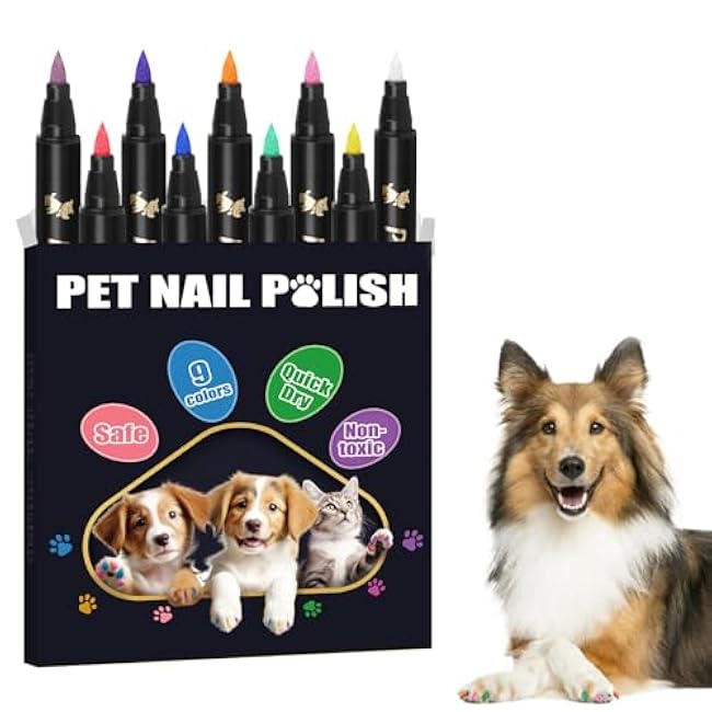9 Colors Dog Nail Polish Pens Quick Dry, Dog Safe Nail Polish, Easy to Apply, Non Toxic, Paint for Paws, DIY Puppy Nails-iY3CdYQg