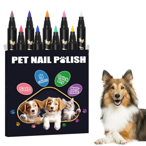 Image of 9 Colors Dog Nail Polish Pens Quick Dry, Dog Safe Nail Polish, Easy to Apply, Non Toxic, Paint for Paws, DIY Puppy Nails