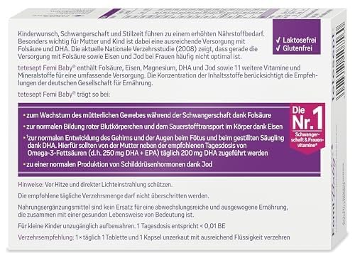 tetesept Femi Baby, Nahrungsergänzungsmittel, 30 Tabletten + 30 Kapseln – Ansicht 2
