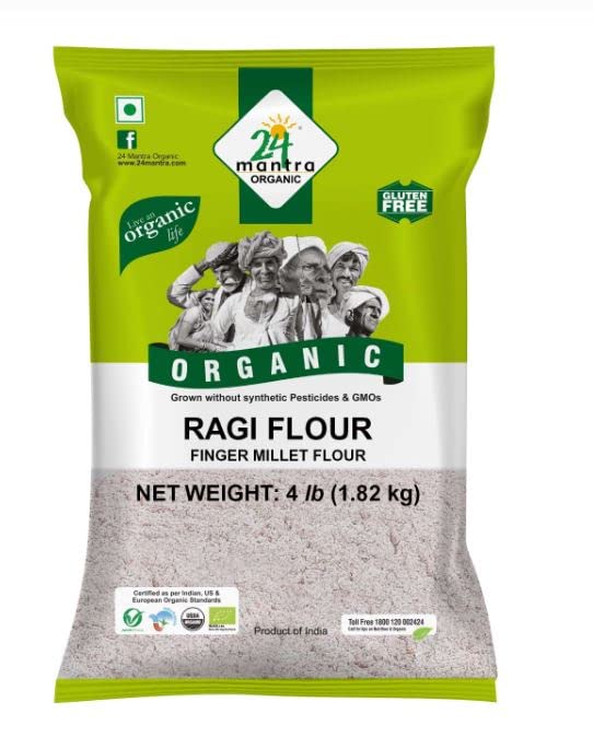24 Mantra Organic Ragi Flour (Finger Millet Flour) 4 lbs