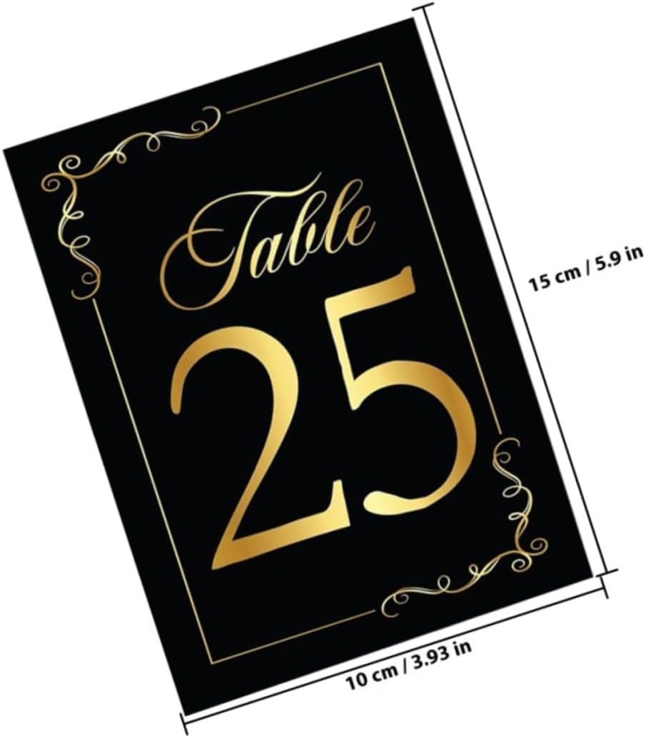 30pcs Black Gold Foil Double-sided Paper Table Numbers Cards 1-30, 4x6 Inch Wedding Party Seating Reserved Cards for Reception Decor