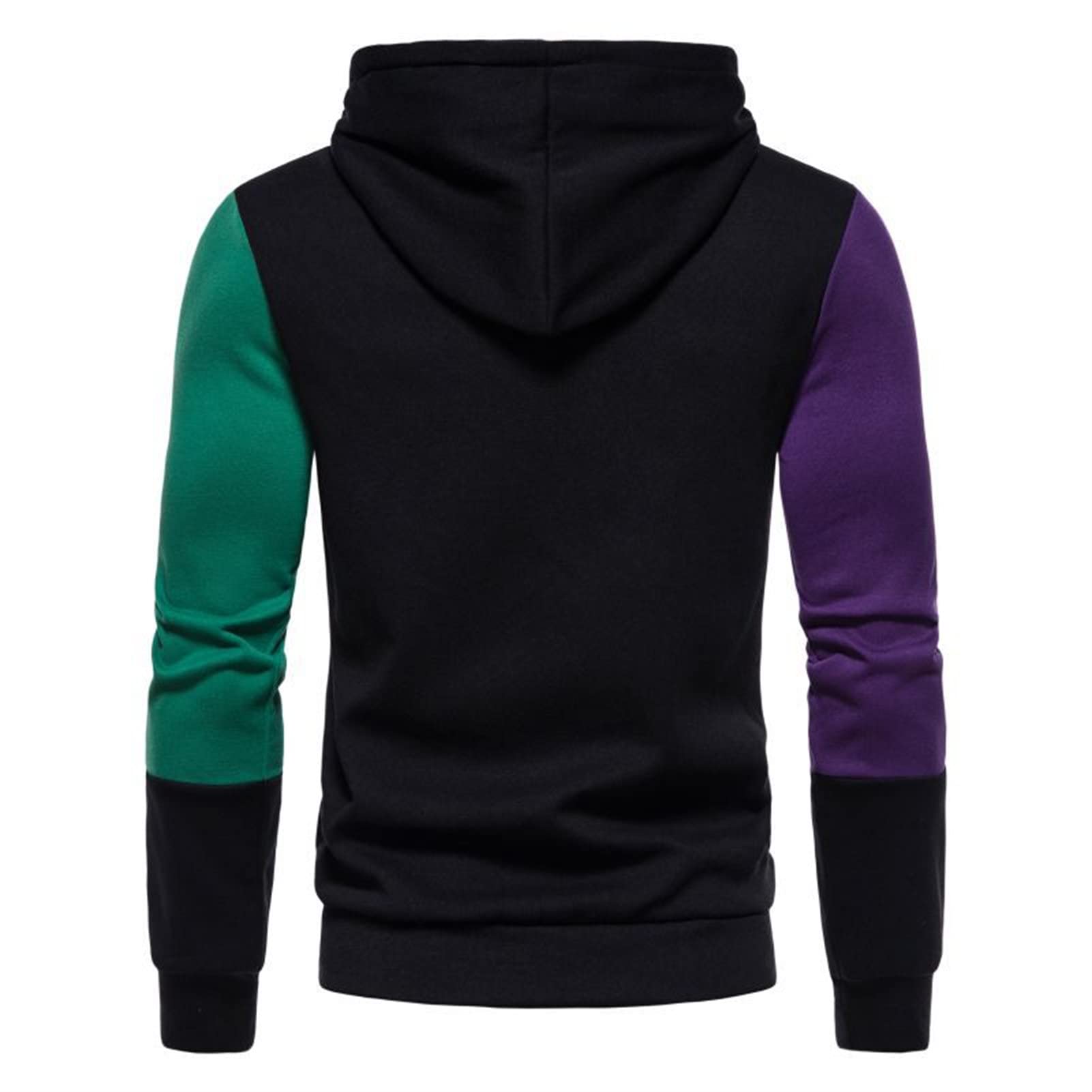 Maiyifu-GJ Men Casual Colorblock Pullover Hoodies Long Sleeve Patchwork Drawstring Hoodie Casual Slim Fit Hooded Sweatshirt (Black,3X-Large)
