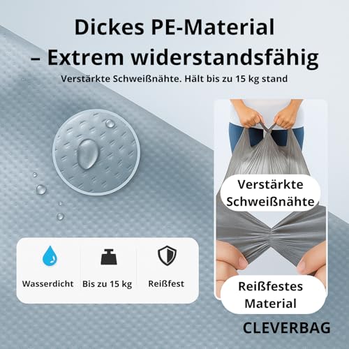 CLEVERBAG 10er-Pack XXL Kleidersäcke 82×125 cm – Wasserdichtes, widerstandsfähiges PE – Große Umzugstaschen mit Griffen – Für Bettdecken, Kissen, Spielzeug – Maximale Belastung 15 kg