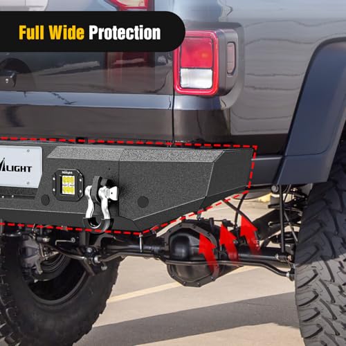 Image of Nilight Rear Step Bumper Compatible with 2020 2021 2022 2023 2024 2025 Gladiator JT Super Duty Pickup Truck Bumper with LED Lights, Sensor Holes and D-rings
