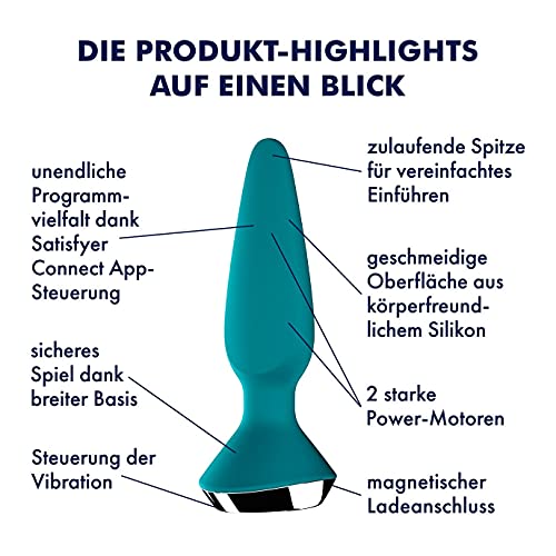 Satisfyer plugvibrator met app-bediening, Plug-ilicious 1 Connect App, waterdicht, huidvriendelijke siliconen, kleur:turkoois - Afbeelding 4