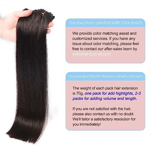 Dalise Clip In Hair Extensions Real Human Hair, Premium Natural Black Human Hair Clip In Extensions Double Weft, Soft Hair Extensions Real Human Hair Clip Ins Straight (#1B 16 Inch) #TOP5