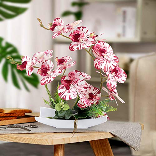 Yobansa Decorative Real Touch Silk Orchid Bonsai Artificial Flowers With Flower Pots, Artificial Phalaenopsis Fake Flowers Arrangements For Home Decoration (Modern Elements) #TOP5