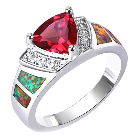 KELITCH CZ Crystal Rings 925 Sterling Silver Opal Rings Wedding Couple Rings for Women Girls Cover