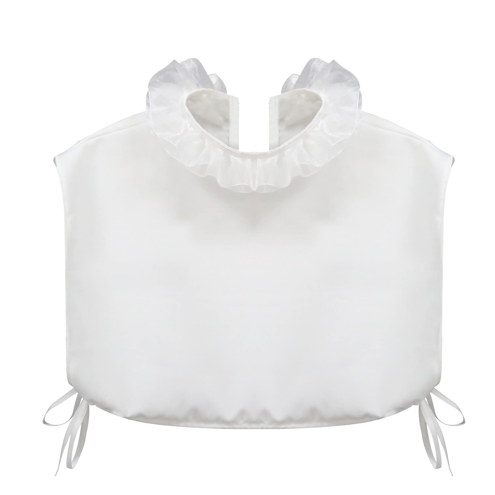 Women's 18th White Chiffon Medieval Retro Fake Collar Accessory for Regency Evening Dress