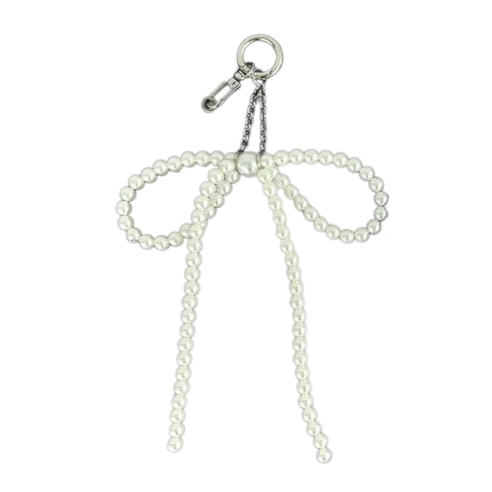 NEWFT Pearls Beads Phone Charm Bowknot Shaped Phone Lanyard for Fashion Individuals