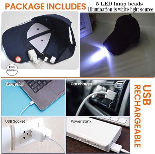 Phare LED rechargeable lampe frontale casquette USB pour pêche de nuit