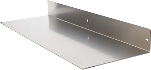 Buhbo Mitus - Estante flotante montado en la pared (8 x 24 pulgadas), metal industrial moderno y resistente, acero inoxidable cepillado