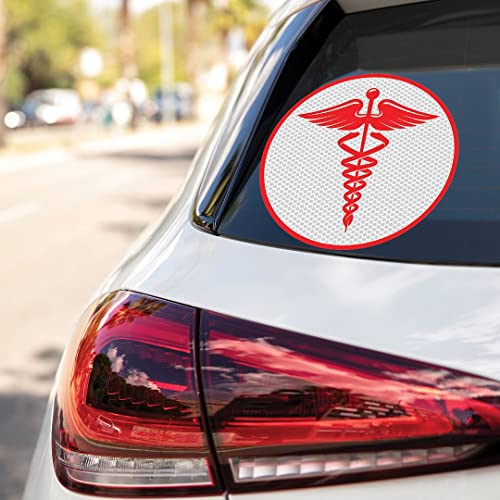 Image of CVANU Doctor Reflective Vinyl Exterior Decal for Vehicle 2pcs (11x11cm) Red cv1