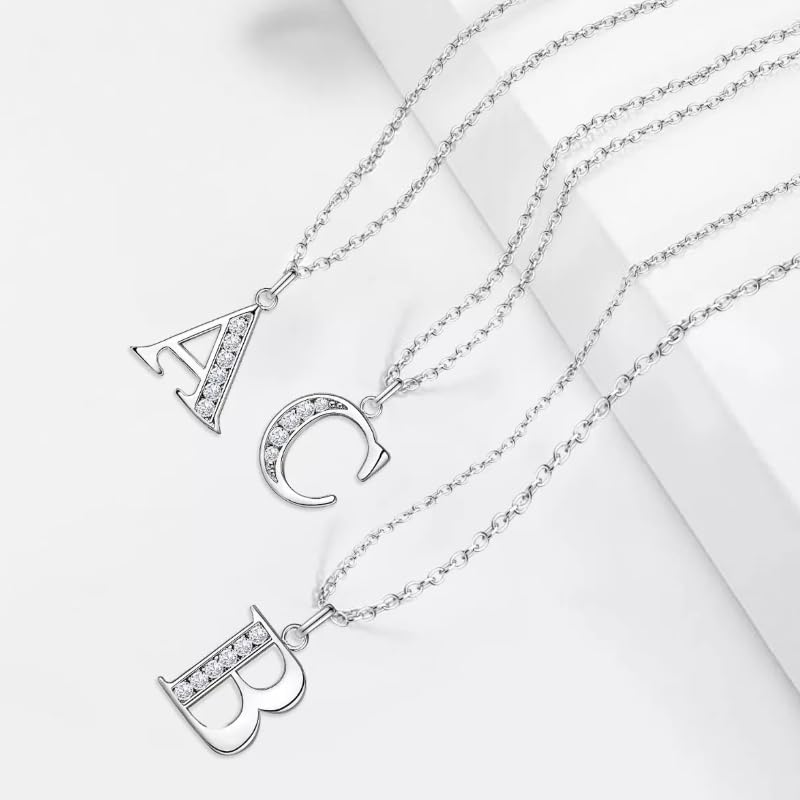 Women's Letter C Necklace, 925 Silver Plated, Gift for Christmas, Birthday, Anniversary, Mother's Day, Jewelry for Girlfriend, Wife, Mom - Image 8