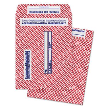Quality Park - Gray/Red Paper Gummed Flap Confidential Interoffice Envelope, 10 x 13 - 100/Box