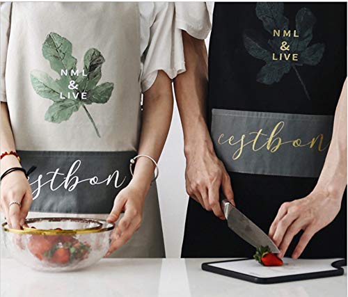 KICCOLY Grembiuli da Cuoco 2 Pezzi/Pacchetto qualità Professionale Ins Stile Macellaio Cuochi Cucina Ristorante Bistrot Scuola BBQ College Doppio Tasche 100% Cotone (Stile Ins)