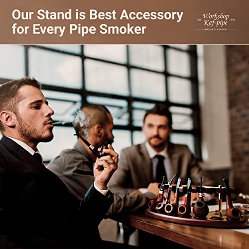 Kafpipeworkshop Tobacco Pipe Stand Holder For 7 Smoking Pipes Kaf7 Handmade From Natural Durable Ash-Tree Wood Brown Colour Pipe Rack Display 7 Slots Design #TOP4