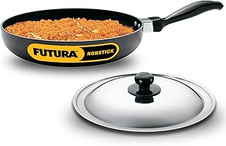 Hawkins Futura 24 cm Frying Pan, Non Stick Fry Pan with Stainless Steel, Rounded Side Frypan for Easy Stirring, Black (NF2 Price In India