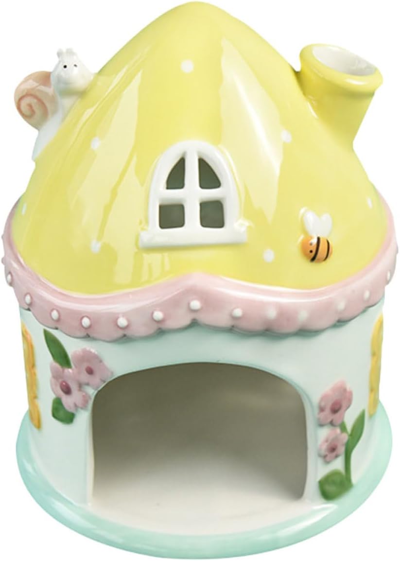 Decorative Ceramic Hamster Hideout Castle Small Pet House for Hamsters, Guinea Pigs, and Rats Summer Habitat Shelter with Fixed Design