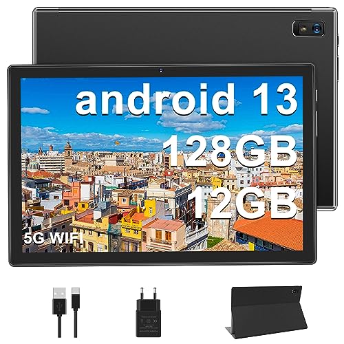 AOCWEI 2023 Tablet 10 Pulgadas Android 13 Tableta, 12GB RAM+128GB ROM (512GB TF), 5G WiFi + 2.4G WiFi, Octa Core,2.0Ghz, 5+8MP,BateríA 8000mah - Negro Look