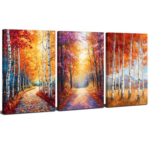 Fall Forest Canvas Wall Art Autumn Forest Wall Decor for