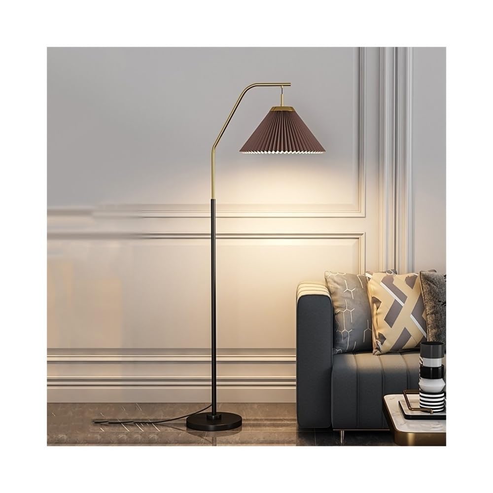 LJHFG63KUYT Standing Lamps Living Room Vertical Table Lamp Bedroom Floor with Lampshade Brown with Iron Base Three Colors Changing Light Decorate