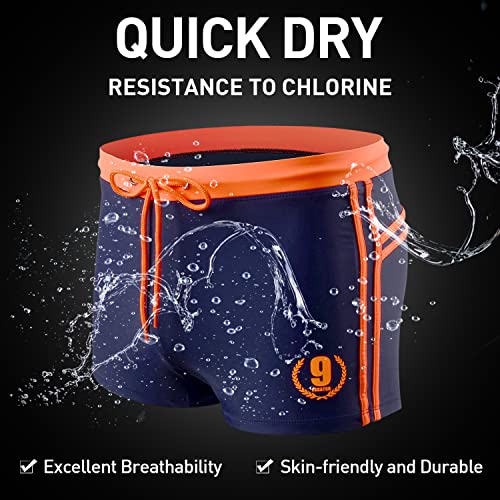 Arcweg Badehose Herren Eng Kurz Badeshorts mit Tunnelzug Schwimmhose Wassersport Kurze Hose UV Schutz Jungen Schwimmwear Schulschwimmen Orange XXL（EU 3