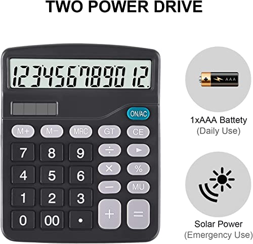 Image of Calculators,EooCoo 2Pcs Basic Standard Calculator 12 Digit Desktop Calculator with Large LCD Display and Sensitive Button for Office, School, Home & Business Use,Black and Black