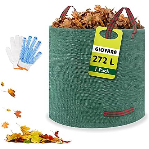 GIOVARA 272L Garden Waste Bags, Waterproof Heavy Duty Large Refuse Sacks with Handles, Foldable and Reusable (1) Cover