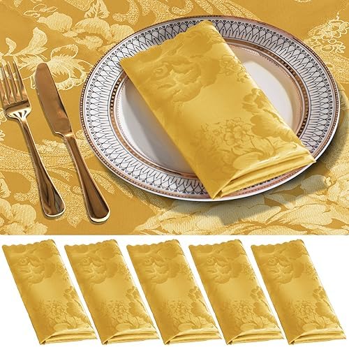 VACVELT 24 Pack Rose Gold Satin Napkins - 17x17 Inch Scalloped