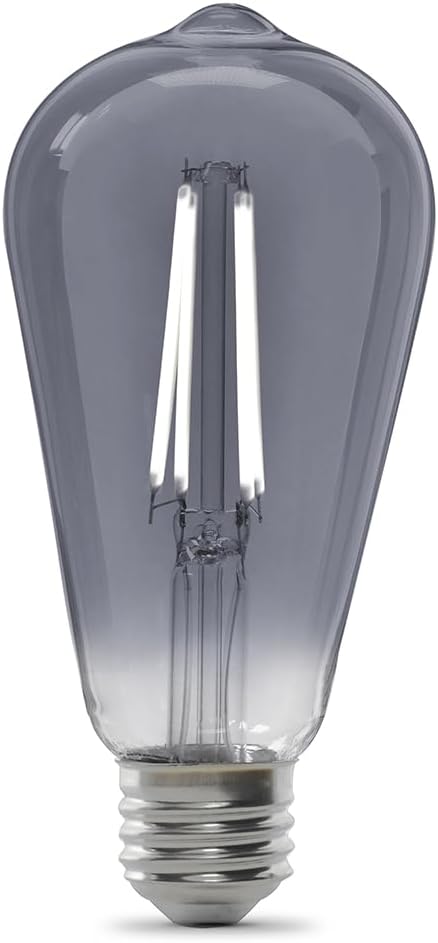Feit Electric Vintage Exposed Filament Smoke Glass LED ST19 with a Medium E26 Base Light Bulb - 25W Equivalent - 10 Year Life - 200 Lumen - 5000K Dayllight - Dimmable | Original Vintage