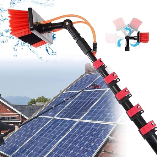 Kit de nettoyage de vitres avec brosse rotative et perche telescopique 9m2 pour panneau solaire