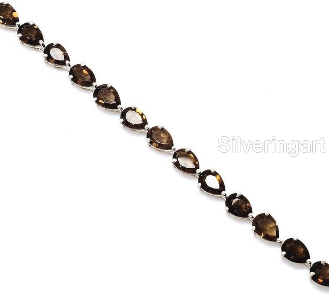 Smoky Quartz bracelet, Smoky Quartz jewelry, Natural Birthstone, Sterling silver, Silver jewelry, Silver bracelet, 925 silver, Bracelet for wedding anniversary, Christmas Gift, Women Bracelet Bangle