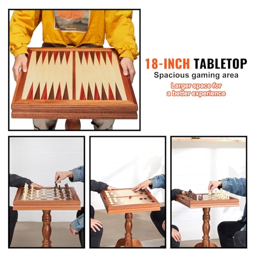 Mesa de juegos 3 en 1: Ajedrez, Damas y Backgammon miniatura 3