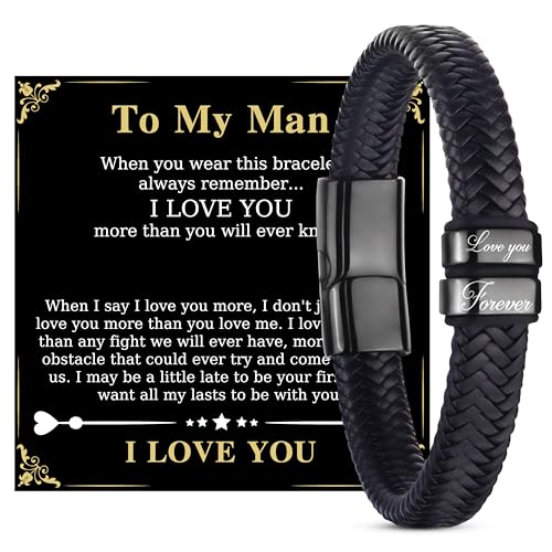 Merclix To My Man Leather Bracelet I Love You Gifts for Him Men's Bracelet