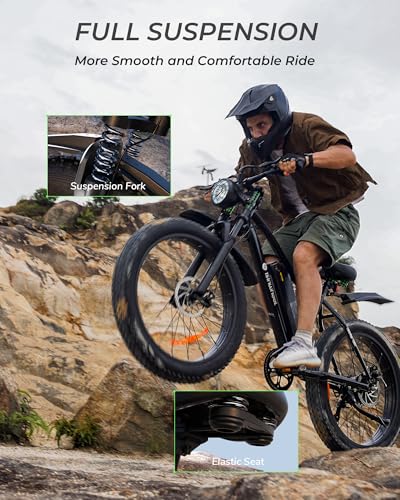 Image of isinwheel M10Plus Electric Mountain Bike for Adults, 26 inch*4.0 Fat Tire Ebike with 48V 13Ah Removable Battery, 1000W Peak Motor Electric Bicycle, 120KM Pas Range & 45KM /H Speed, 7 Speed for Snow