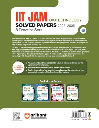 Image of (Old Edition) Arihant IIT JAM Biotechnology Solved Papers (2025-2005) & 3 Practice Sets With Detailed Solutions | For Exam 2025-26