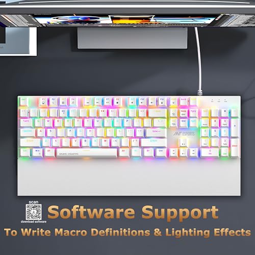 Image of Ant Esports MK4100 RGB Mechanical Gaming Keyboard, Outemu Brown Switches Tactile & Clicky - Chroma RGB - Magnetic Wrist Rest - Double Shot ABS Keycaps, Hot Swappable Switches - Mercury